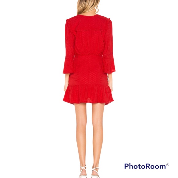 NEW Tularosa Joannie Wrap Dress Bright Red Sz L - Picture 9 of 13